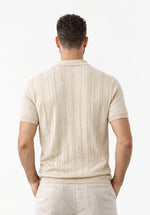 Load image into Gallery viewer, TAN HALF ZIP RIBBED POLO

